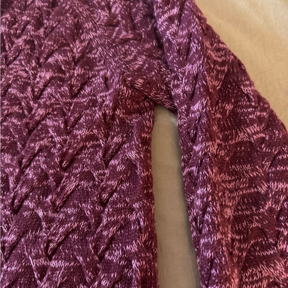 Lands End Women's Burgundy Cardigan Grandpa Sweater - Picture 5 of 15